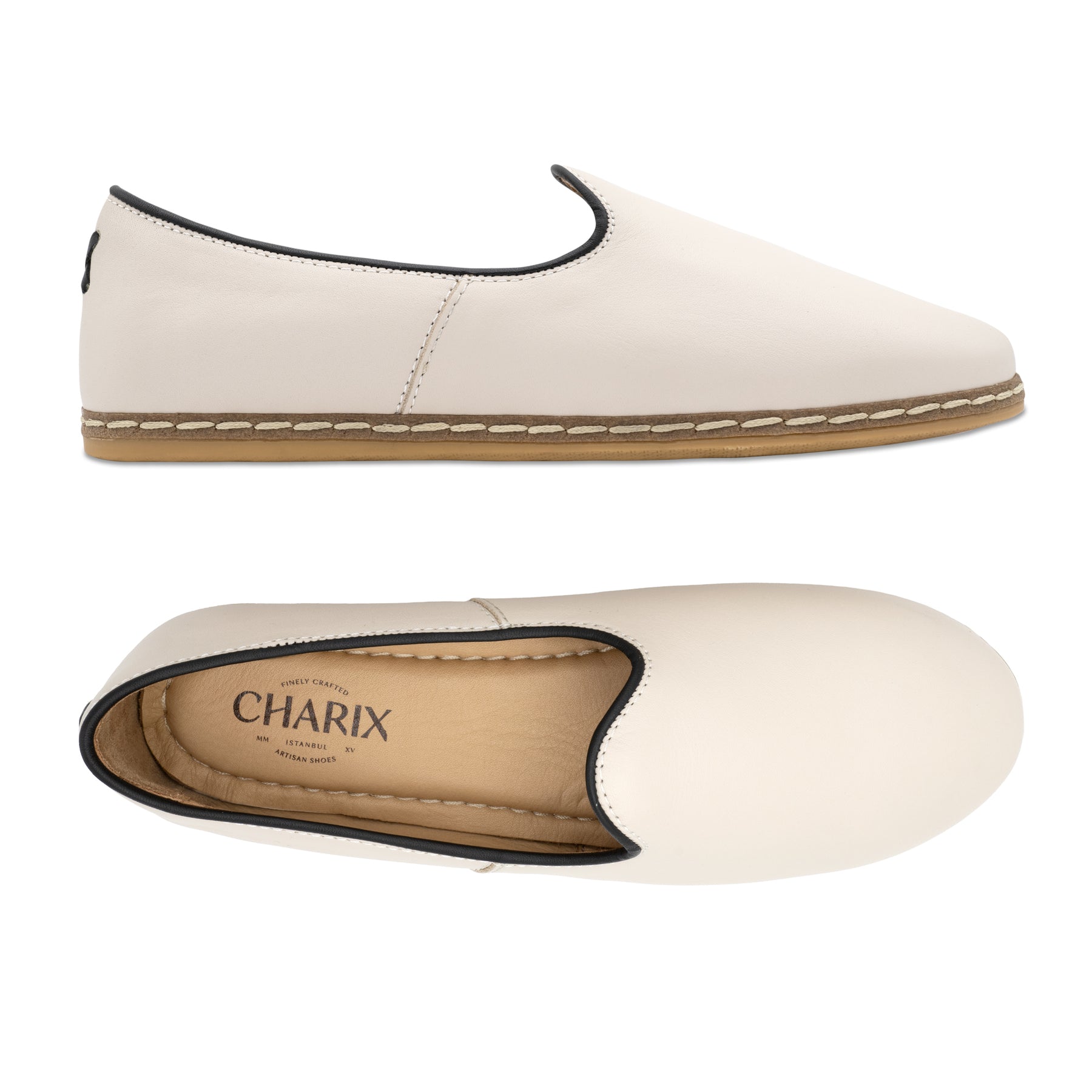 Cream Slip Ons for Men - Charix Shoes