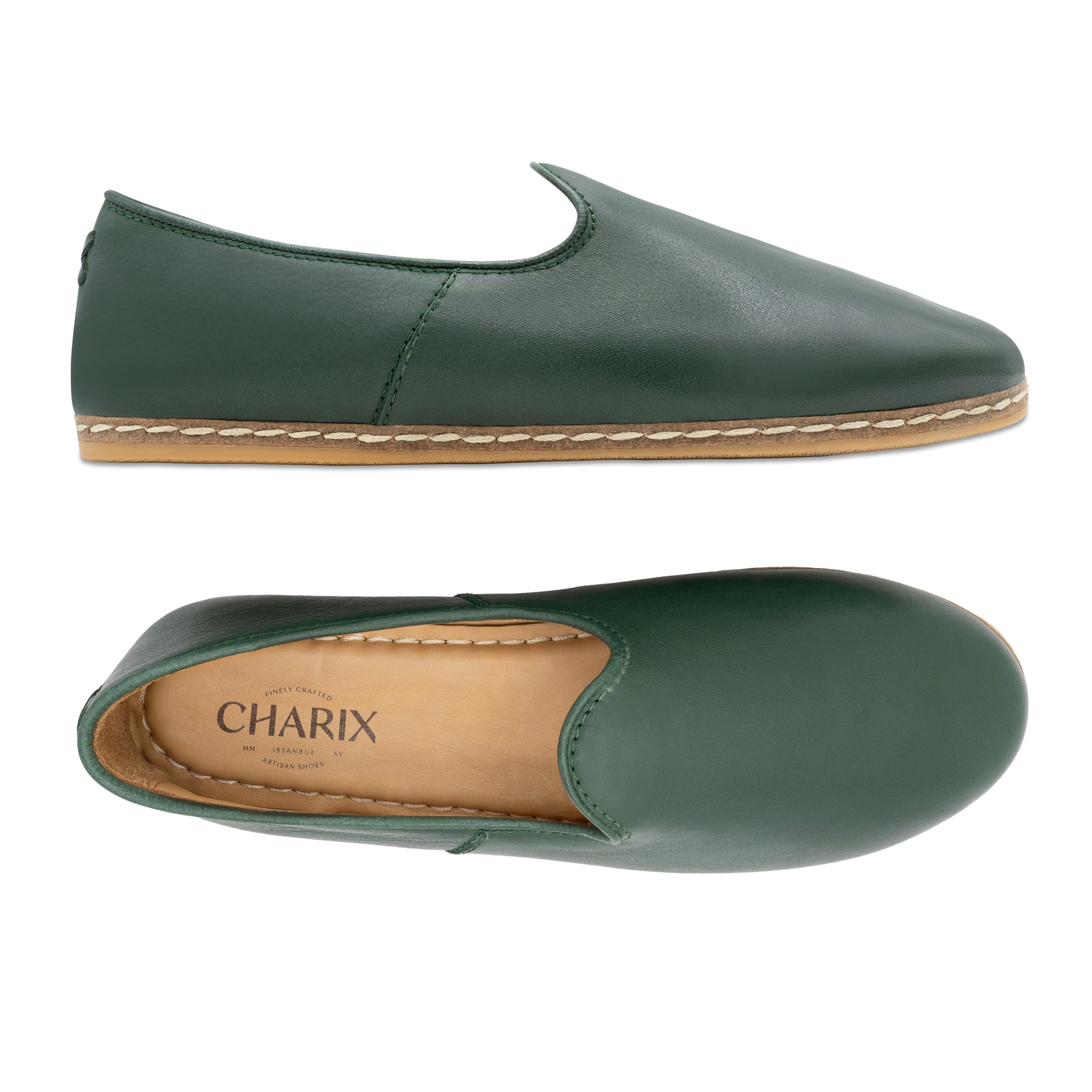 Hunter Green Slip On Shoes for Women Charix