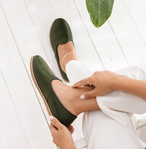 Hunter Green Slip On Shoes - Charix Shoes