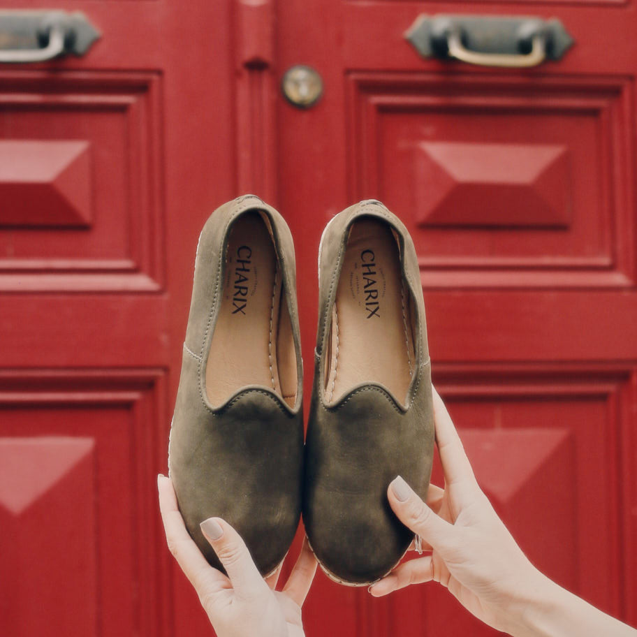 Olive Nubuck Slip-On