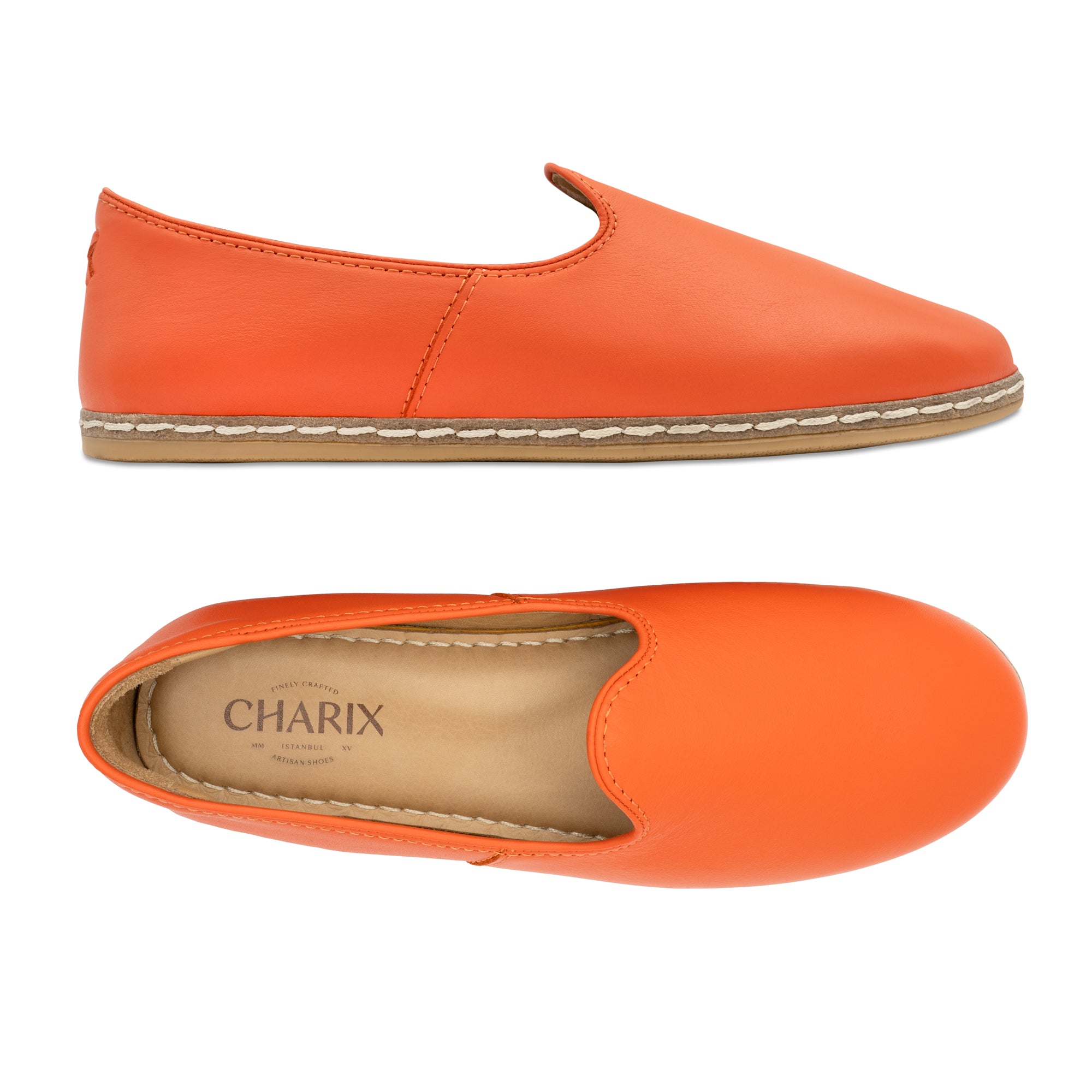 Orange Slip On Shoes for Women Charix