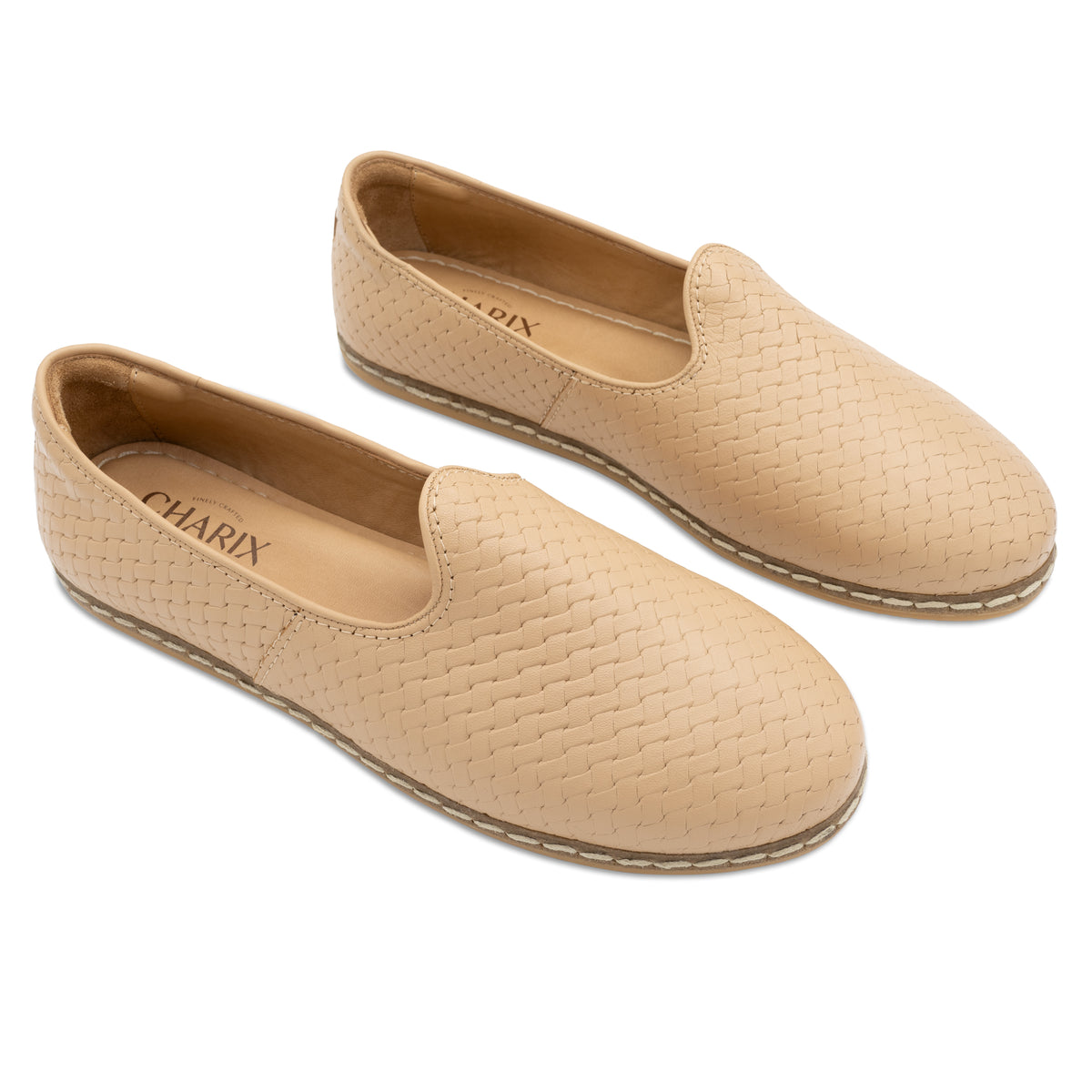 Woven Tan Slip Ons for Men - Charix Shoes