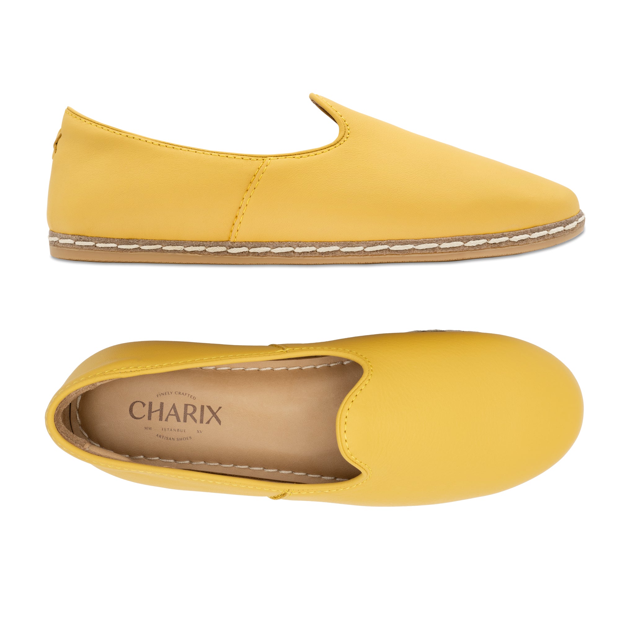 Charix Women s Flats Yellow Handcrafted Leather Euro 40.5 US 9.5